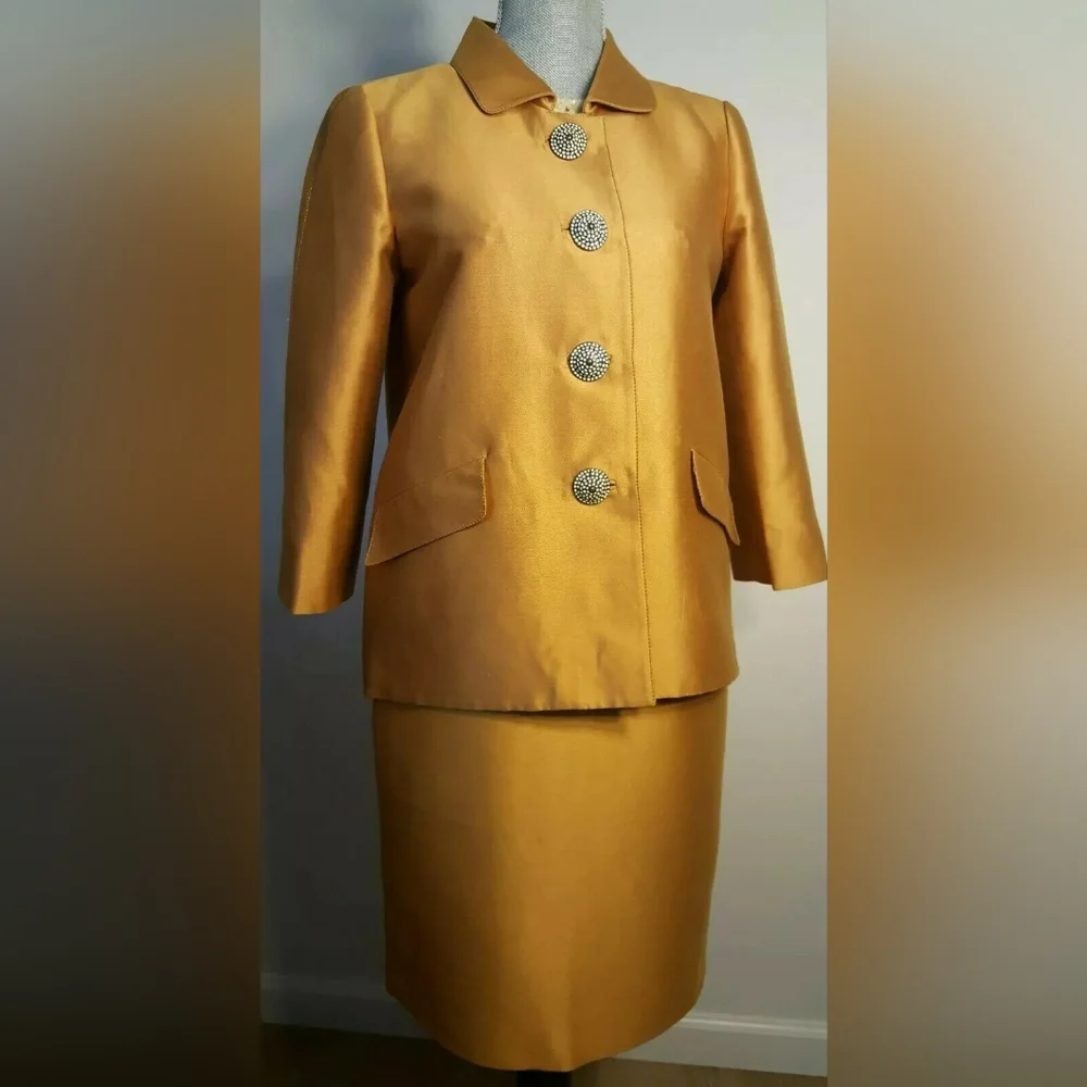 $1,990 OSCAR DE LA RENTA AVANT GARDE GOLD SILK LINED RUNW SKIRT US 8 - Picture 12 of 13